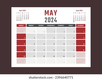 calendar for may 2024 starts sunday, vector calendar design may 2024 year