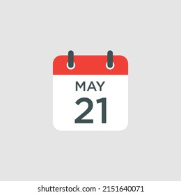 Calendar May 21 Icon Illustration Isolated Stock Vector (Royalty Free ...