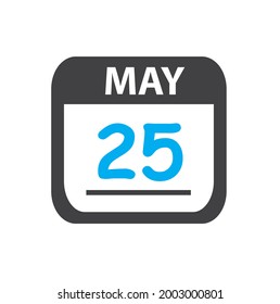 calendar - May 25 icon illustration, May flat vector design