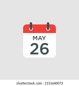 calendar - May 26 icon illustration isolated vector sign symbol