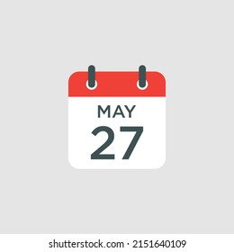 calendar - May 27 icon illustration isolated vector sign symbol