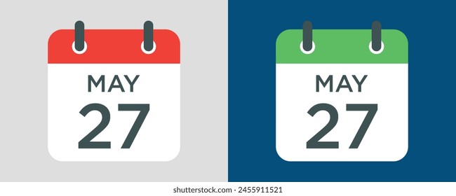 calendar - May 27 icon illustration isolated vector sign symbol