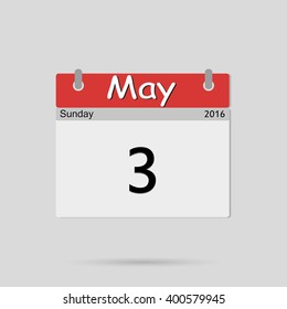 Calendar May 3, vector illustration
