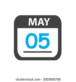 calendar - May 5 icon illustration, May flat vector design