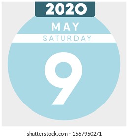 Calendar, May 9th, 2020. Blue color