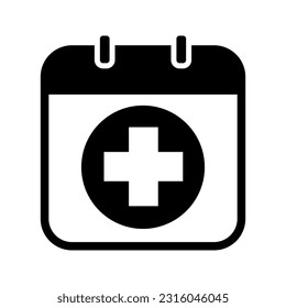 calendar with medical symbol, health check up schedule icon vector