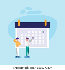 Calendar and men design, Planner time event moth date day page plan and reminder theme Vector illustration