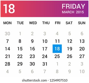 calendar menu for user interface