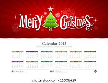 Calendar Merry christmas background, vector illustration