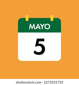 Calendar of Mexican Celebration Cinco de Mayo in bright colors. May the Fifth Calendar Icon. Part of a set