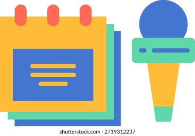 Calendario y micrófono Ilustración vectorial plana