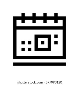 Calendar mini line, icon, background and graphic. The icon is black and white, linear  flat, vector, pixel perfect, minimal, suitable for web and print. 