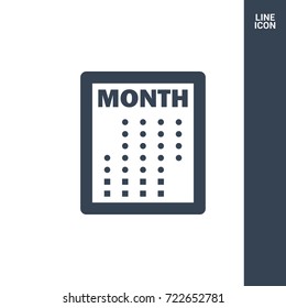 Calendar minimal icon. Month plan line vector icon for websites and mobile minimalistic flat design.