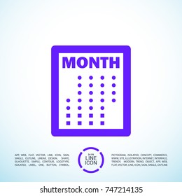 Calendar minimal icon. Month plan line vector icon for websites and mobile minimalistic flat design.