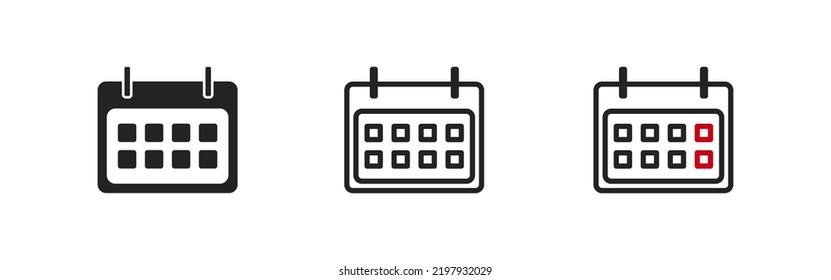 calendar minimalistic set, event schedule date, vector design, modern background design, reminder sign, vector graphic
