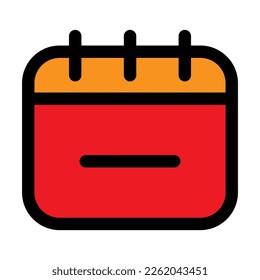 Calendar minus icon line isolated on white background. Black flat thin icon on modern outline style. Linear symbol and editable stroke. Simple and pixel perfect stroke vector illustration