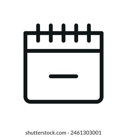 Calendario menos icono aislado, icono de Vector de Borrar de fecha con trazo editable