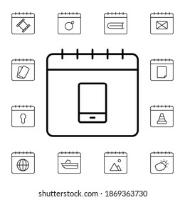 Kalender, mobiles flaches Vektorsymbol in Kalenderpackung