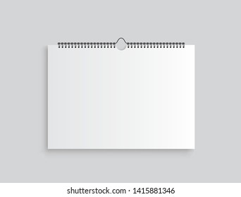 Calendar mockup. Calendar hangs on the wall. Front view - stock vector.