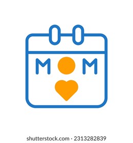 Calendar mom icon duotone blue orange colour mother day illustration vector element and symbol perfect.