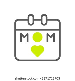 Calendar mom icon duotone grey vibrant green colour mother day illustration vector element and symbol perfect.