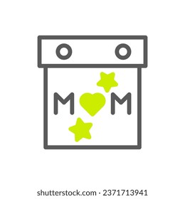 Calendar mom icon duotone grey vibrant green colour mother day illustration vector element and symbol perfect.