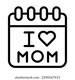 calendar mom icon outline black colour mother day illustration vector element and symbol perfect.