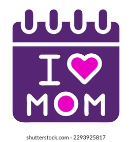 icono de la mamá calendario sólido duocolor color púrpura rosa de la ilustración del día materno elemento vector y símbolo perfecto.