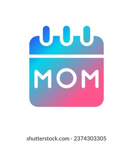Calendar mom icon solid gradient red purple blue colour mother day illustration vector element and symbol perfect.