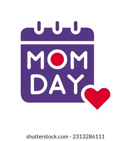 Calendar mom icon solid red purple colour mother day illustration vector element and symbol perfect.
