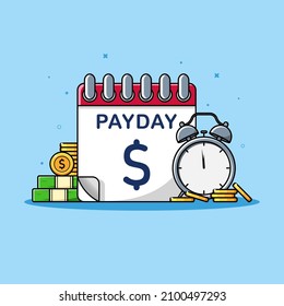 Calendar, Money coin and clock illustration