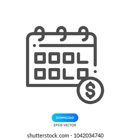 calendar money vector icon