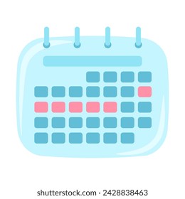 Calendar for monitoring of the menstrual cycle. Women's intimate health. Simple vector flat illustration.