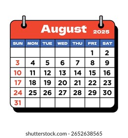 Kalender für den Monat August 2025