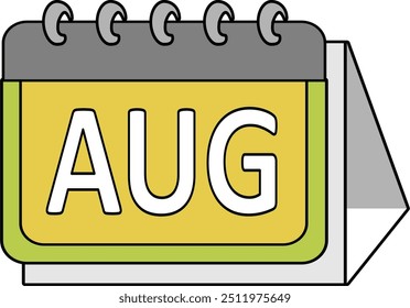 Mes calendario Ilustración vectorial de agosto estilo plano.