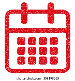 Calendar Month Days Table grainy textured icon for overlay watermark stamps. Flat symbol with unclean texture. Dotted vector red ink rubber seal stamp with grunge design on a white background.