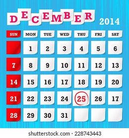 Calendar month of December 2014