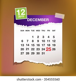 Calendar month of December 2015

