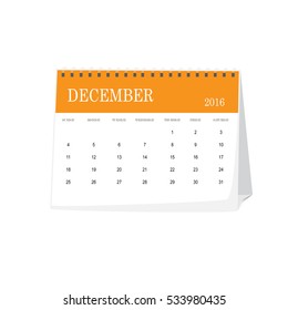 Calendar of the month December 2016