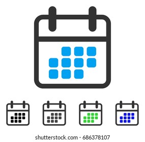 Calendar Month flat vector pictogram. Colored calendar month gray, black, blue, green pictogram versions. Flat icon style for graphic design.