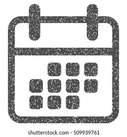 Calendar Month grainy textured icon for overlay watermark stamps. Flat symbol with scratched texture. Dotted vector gray ink rubber seal stamp with grunge design on a white background.