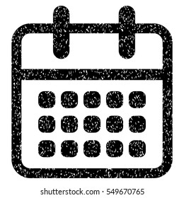 Calendar Month grainy textured icon for overlay watermark stamps. Flat symbol with unclean texture. Dotted vector black ink rubber seal stamp with grunge design on a white background.