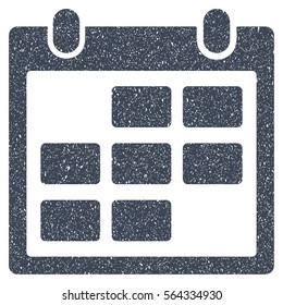 Calendar Month grainy textured icon for overlay watermark stamps. Flat symbol with dirty texture. Dotted vector smooth blue ink rubber seal stamp with grunge design on a white background.