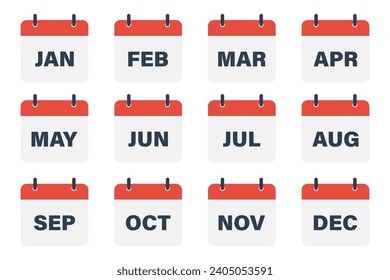 Calendar month icon set simple basic design