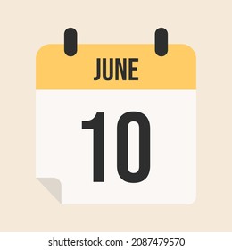 Calendar month of June the 10st, yellow calendar page with white for meetings and the like