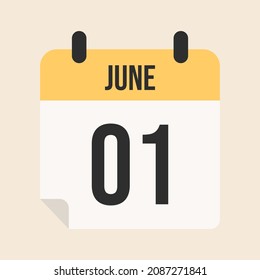 Calendar month of June the 1st, yellow calendar page with white for meetings and the like