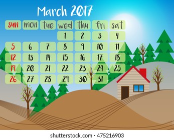 calendar month, March