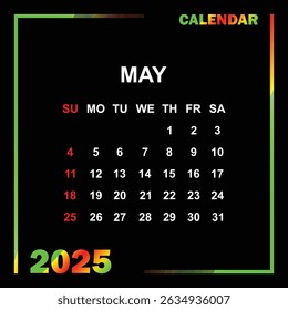 calendar month may 2025 illustration