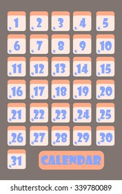 Calendar month,  number vector flat