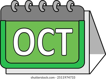 Calendário mês outubro vetor ilustração estilo plano.